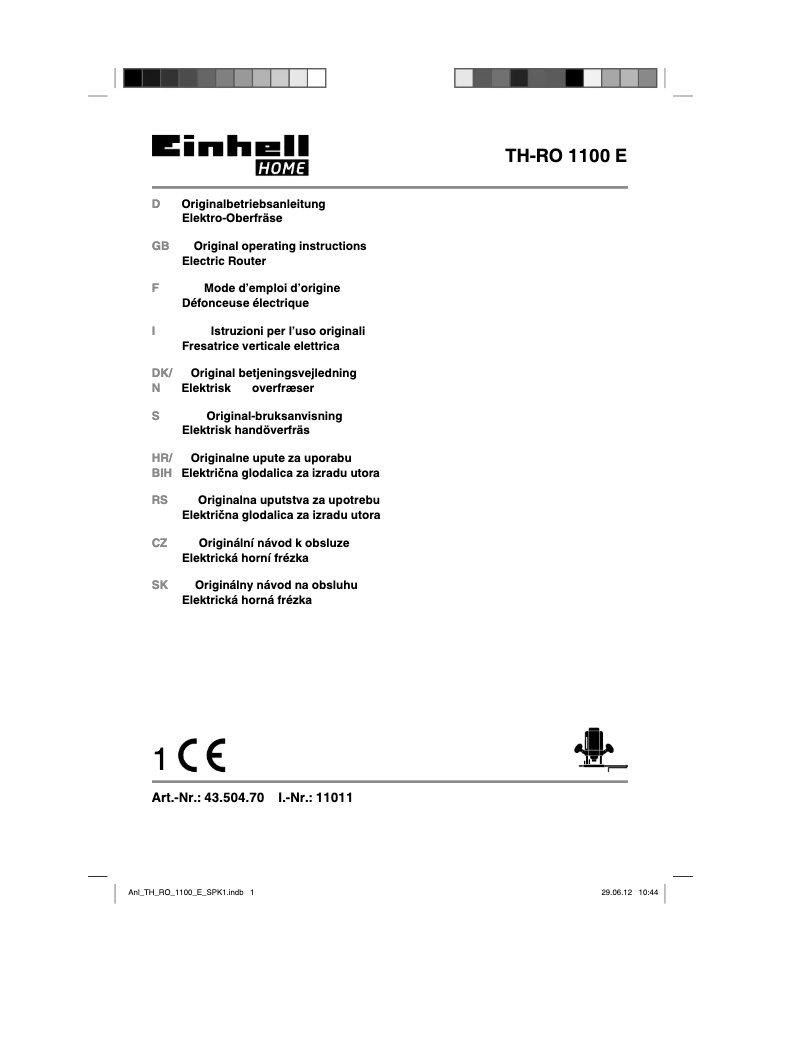 Page 1 de la notice Manuel utilisateur Einhell TC-RO 1155 E