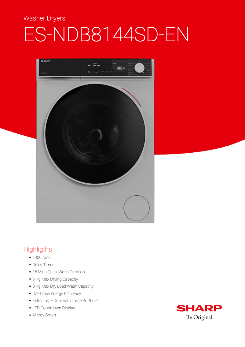 Page 1 de la notice Fiche technique Sharp ES-NDB8144SD-EN