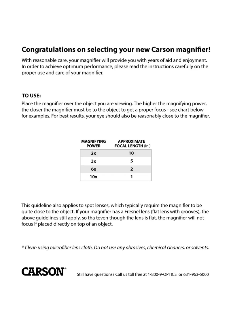 Page 1 de la notice Manuel utilisateur Carson MagniView OD-36