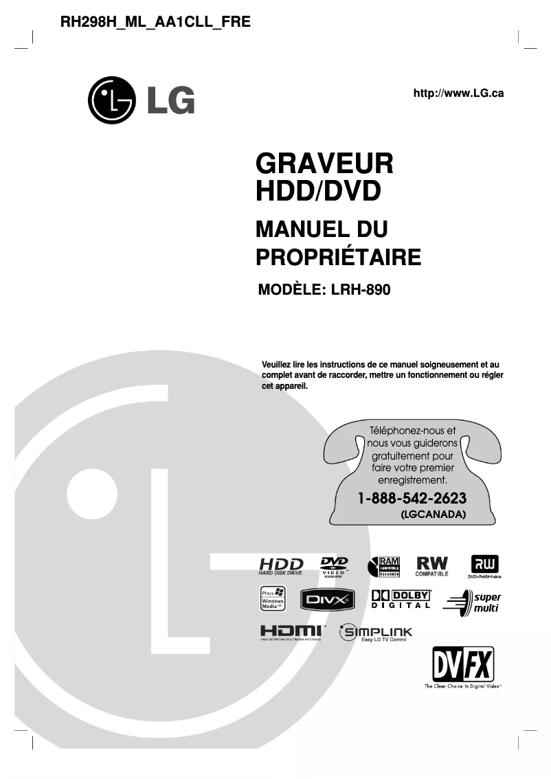 Page n°1 - Manuel utilisateur LG LRH-890