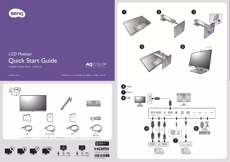 Page 1 de la notice Guide de démarrage rapide BenQ PD2700U