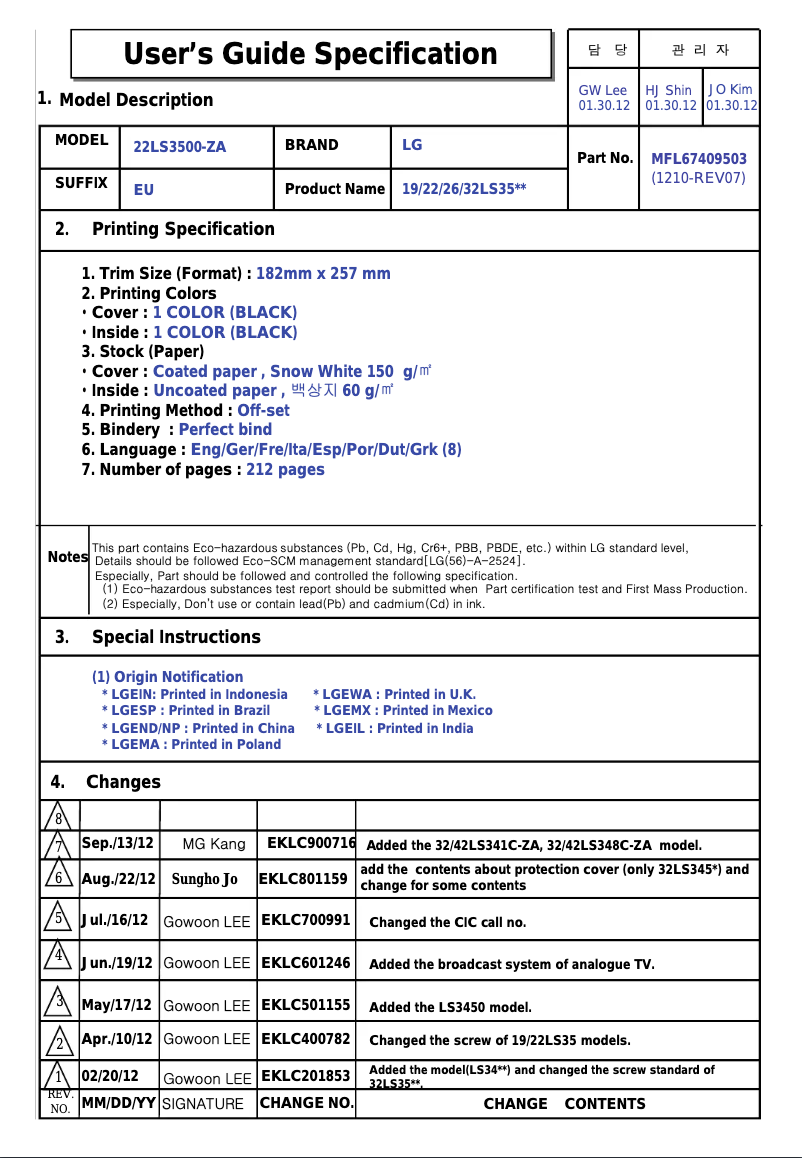 Página 1 del manual Manual de usuario LG 32LS3500