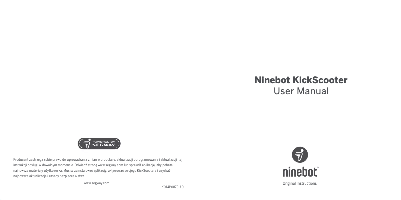 Page 1 de la notice Manuel utilisateur Ninebot KickScooter E25E