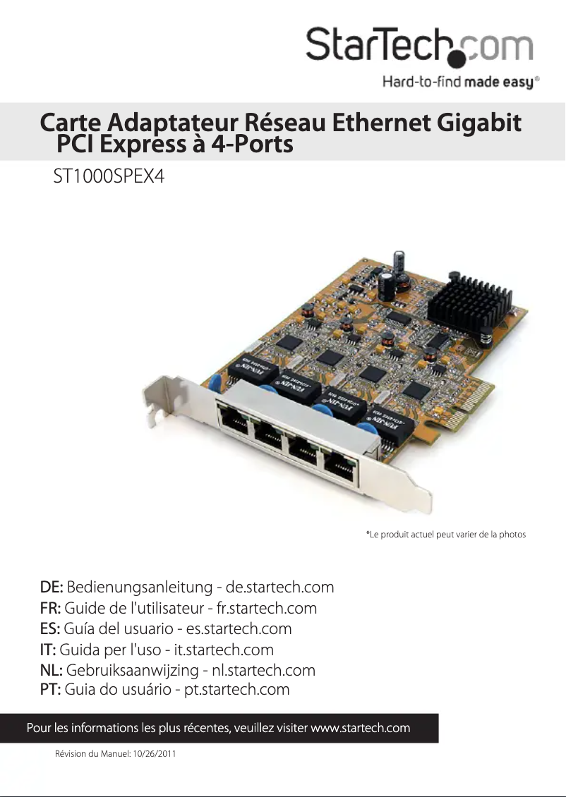Page n°1 - Manuel utilisateur StarTech.com ST1000SPEX4