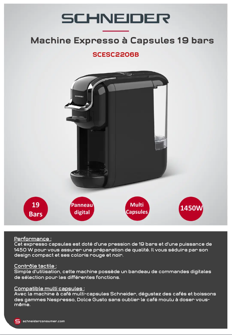 Page 1 de la notice Fiche technique Schneider SCESC2206B