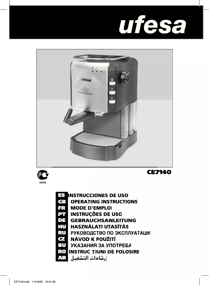 Page 1 de la notice Manuel utilisateur Ufesa CE7140