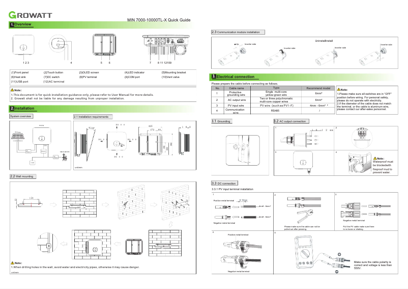 Image de la première page du manuel de l'appareil MIN 7000-10000TL-X
