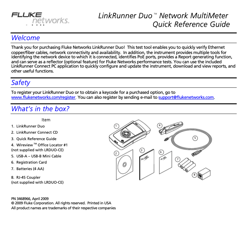 Page n°1 - Manuel utilisateur Fluke LRPRO-1000