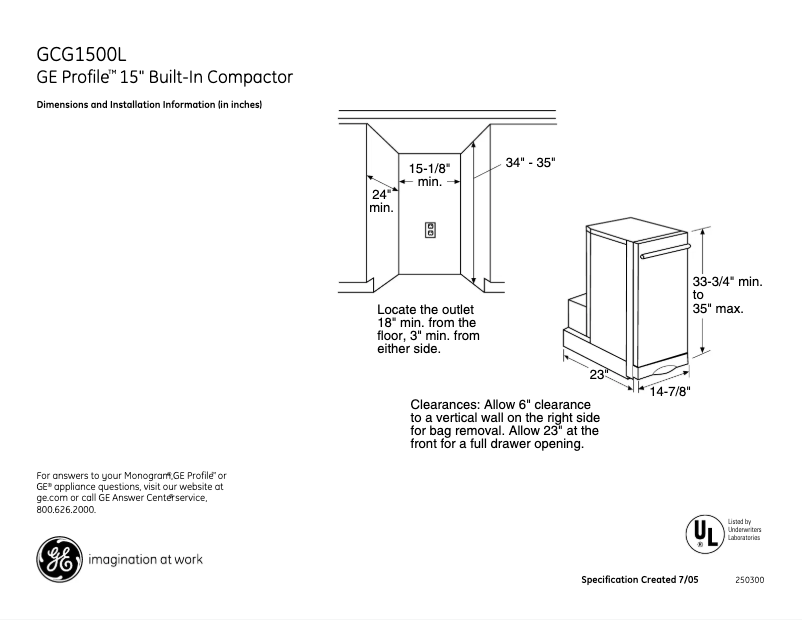 Imagen de la primera página del manual del dispositivo Profile GCG1500LBB