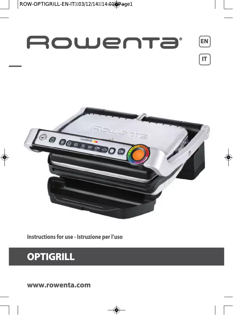Page 1 de la notice Manuel utilisateur Rowenta OptiGrill GR702D21