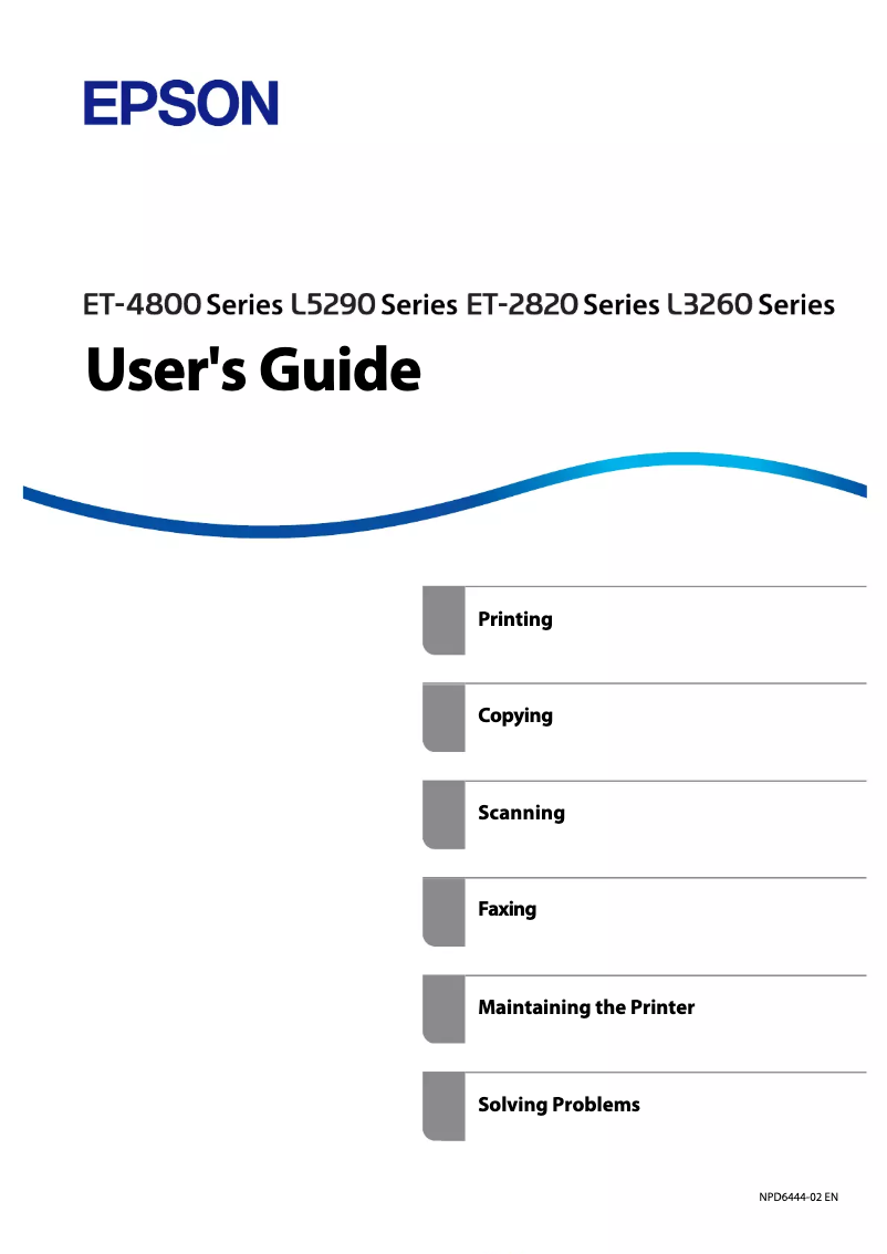 Page n°1 - Manuel utilisateur Epson EcoTank L5298