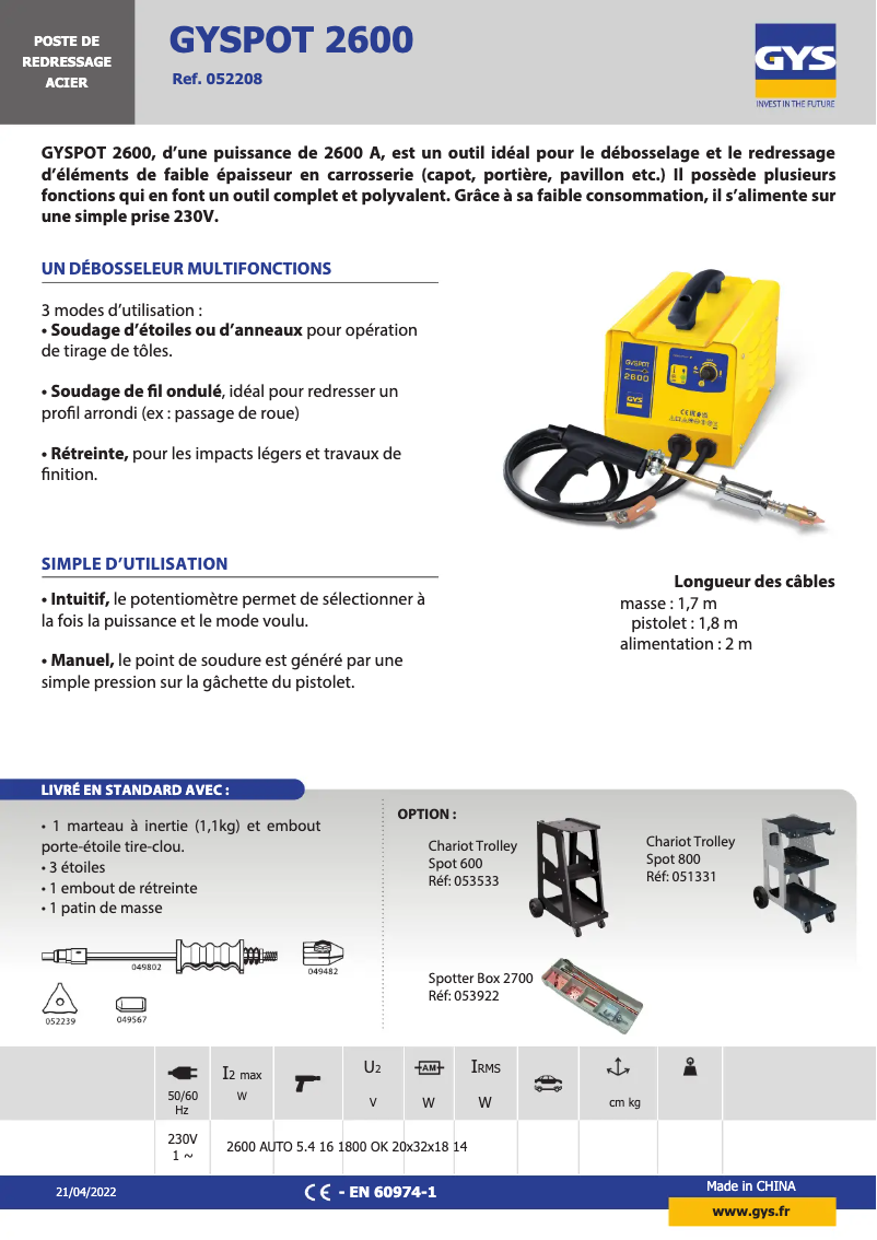 Image de la première page du manuel de l'appareil Gyspot 2600