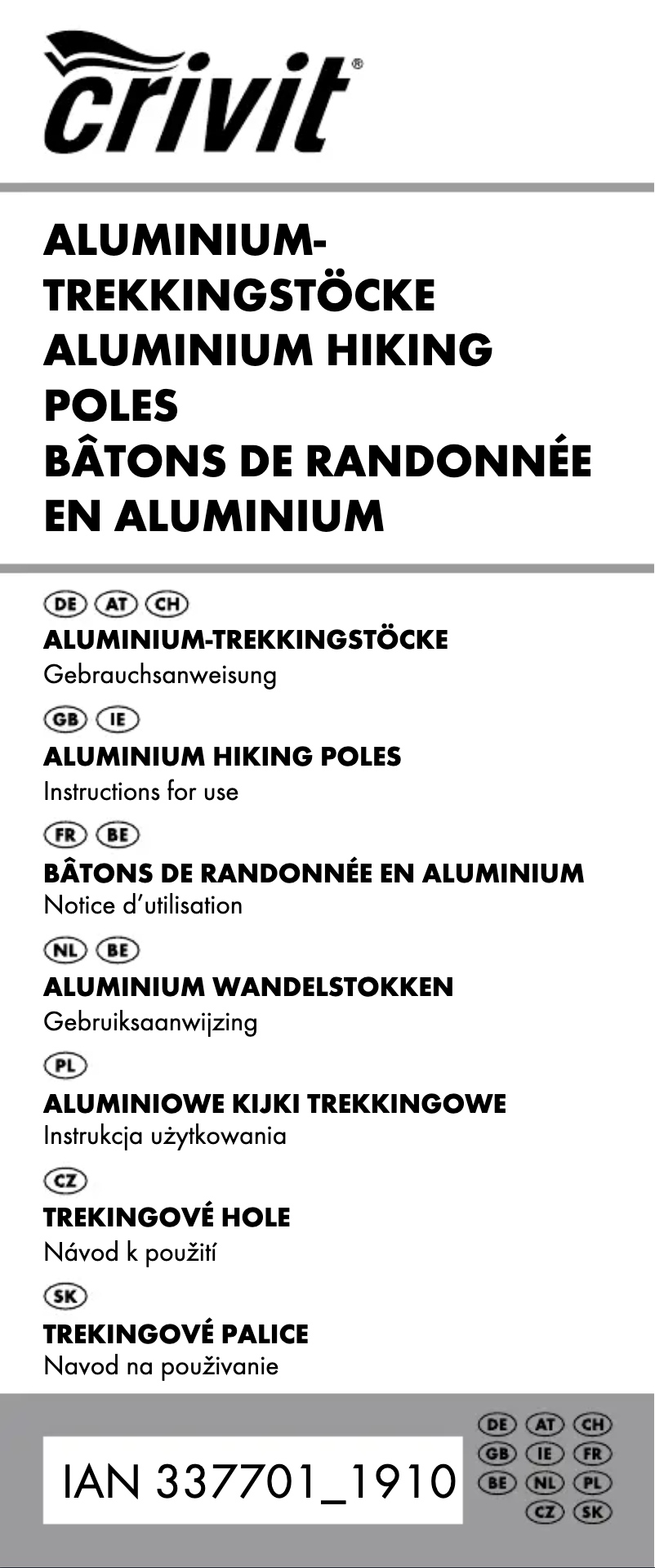 Page 1 de la notice Manuel utilisateur Crivit IAN 337701