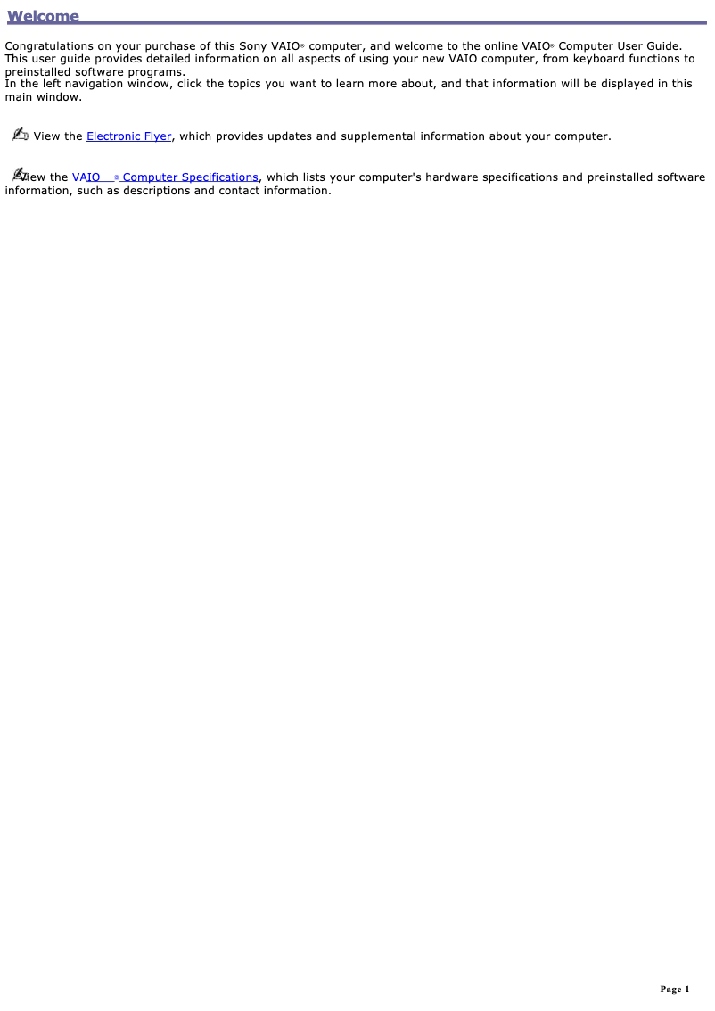 Página 1 del manual Manual de usuario Sony Vaio PCG-R505DC