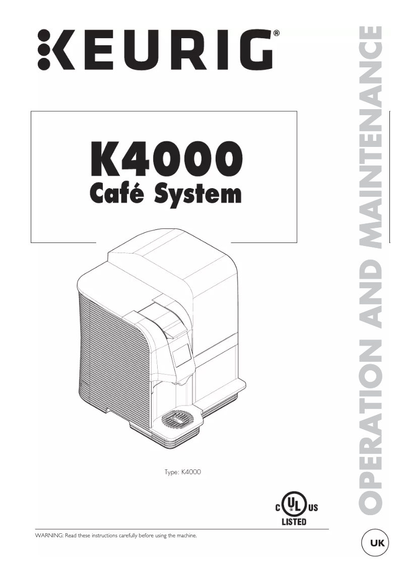 Page n°1 - Manuel utilisateur Keurig K4000