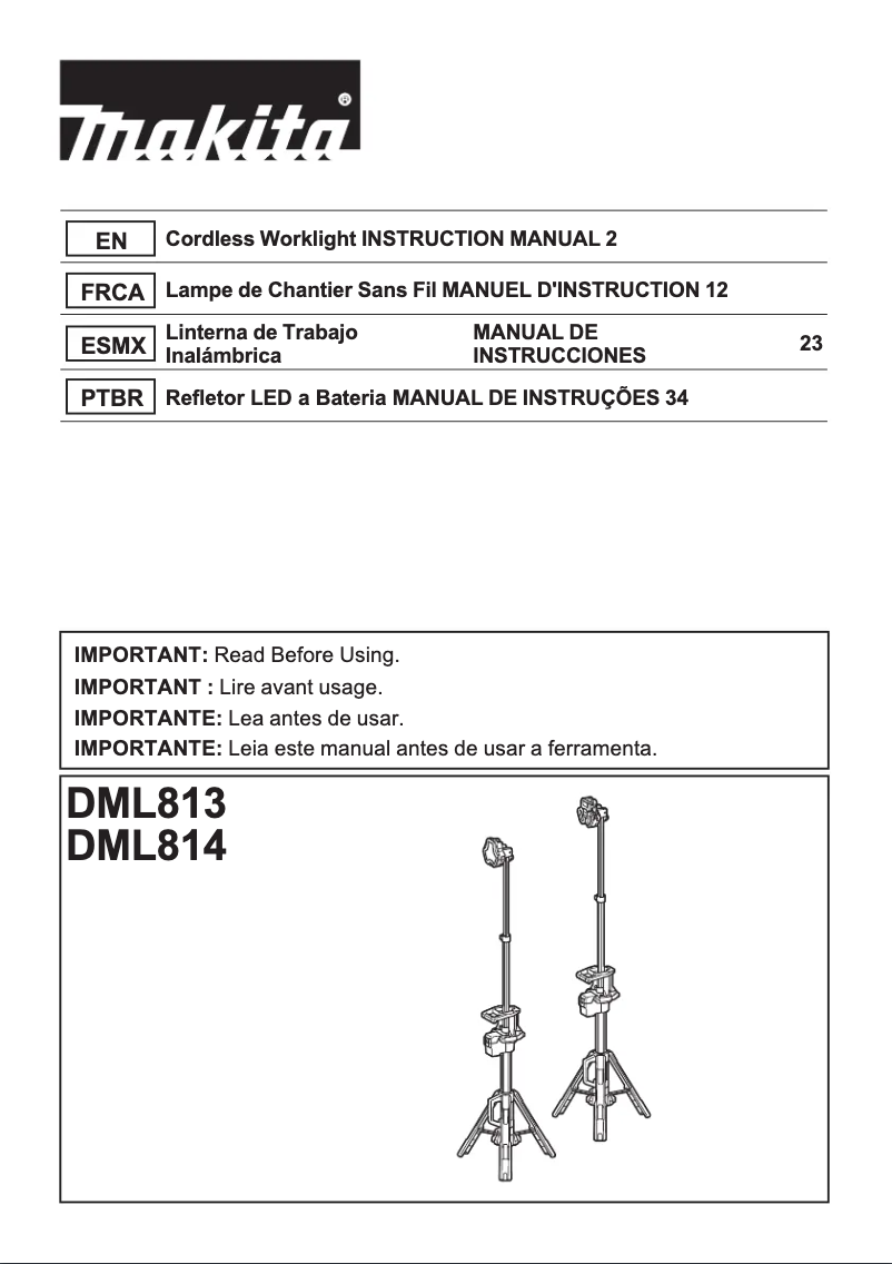 Page n°1 - Manuel utilisateur Makita DML814