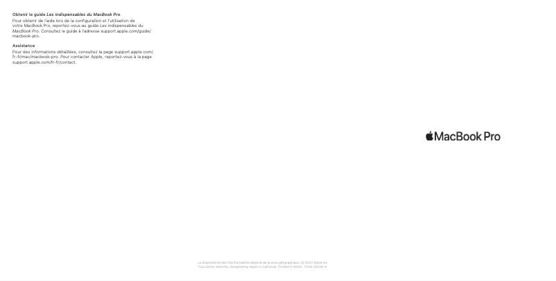 Image de la première page du manuel de l'appareil MacBook Pro