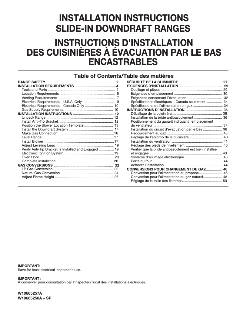 Page 1 de la notice Guide d'installation KitchenAid KSDG950ESS