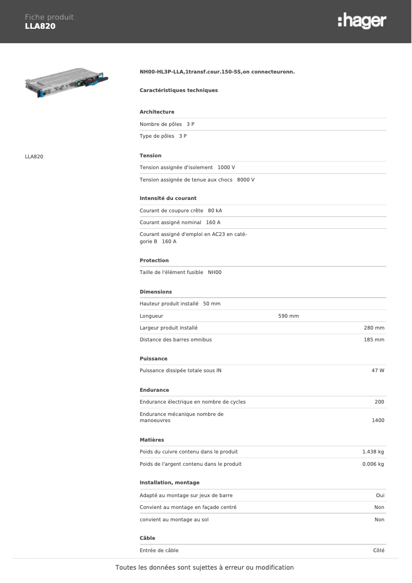 Image de la première page du manuel de l'appareil LLA820