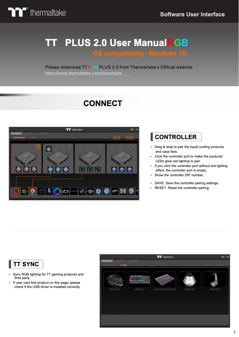 Page 1 de la notice Manuel utilisateur Thermaltake TOUGHRAM Z-ONE RGB