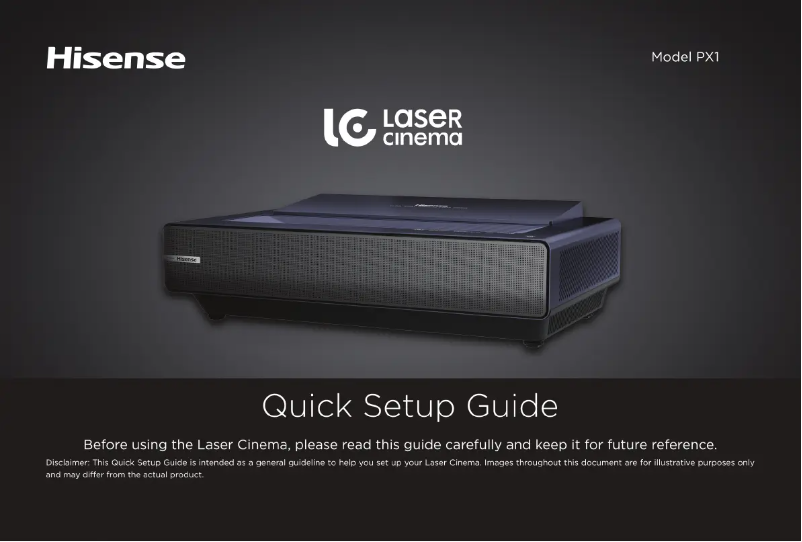 Page 1 de la notice Guide de démarrage rapide Hisense PX1