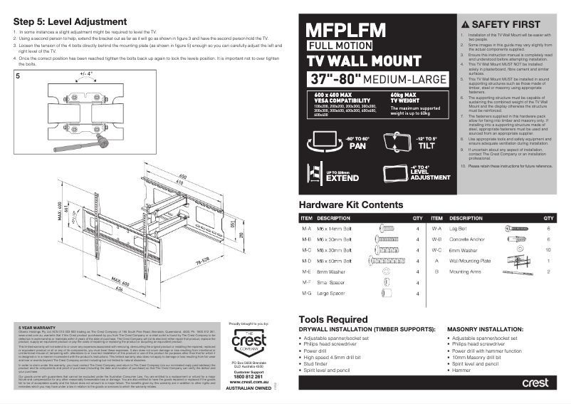 Page 1 de la notice Manuel utilisateur Crest MFPLFM