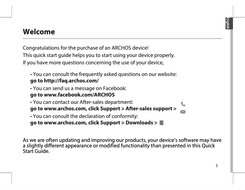 Page 1 de la notice Manuel utilisateur Archos 40 Power