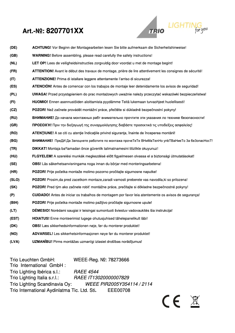 Image de la première page du manuel de l'appareil Ontario 820770179