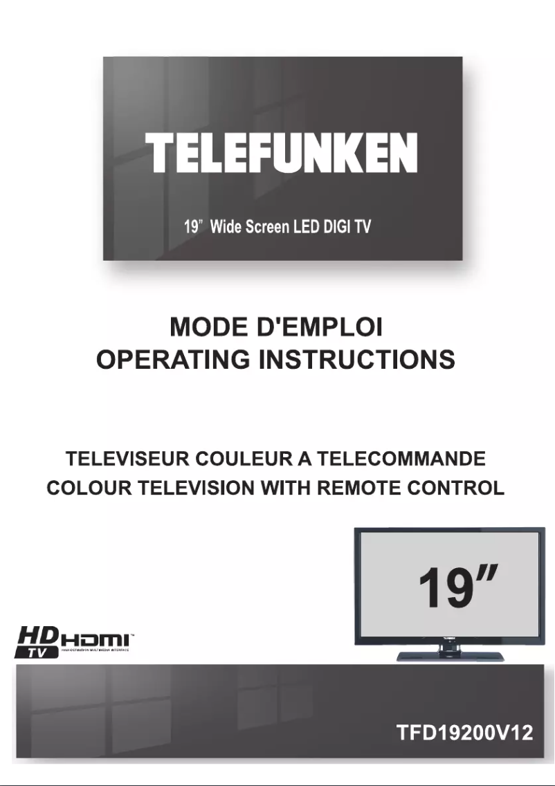 Page n°1 - Manuel utilisateur Telefunken TFD19200V12