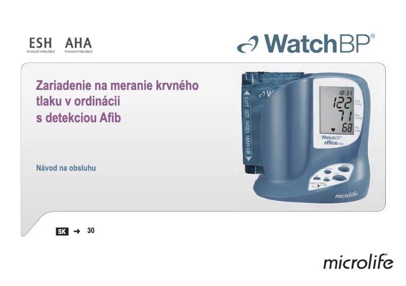 Page 1 de la notice Manuel utilisateur Microlife WatchBP Office Basic