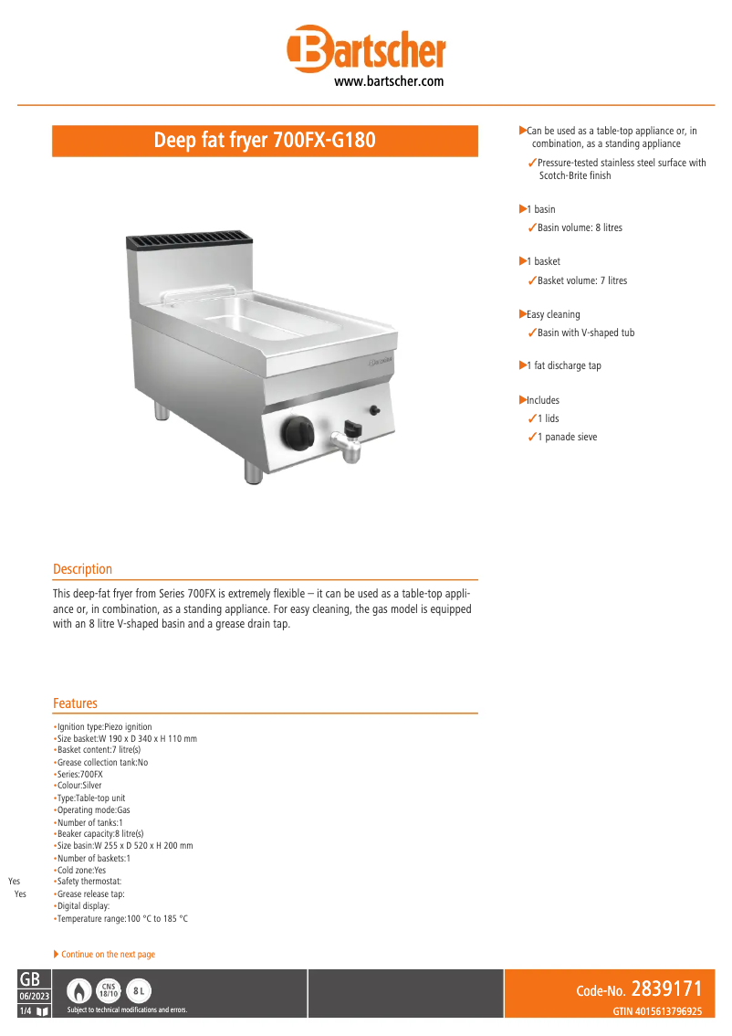 Image de la première page du manuel de l'appareil 700FX-G180