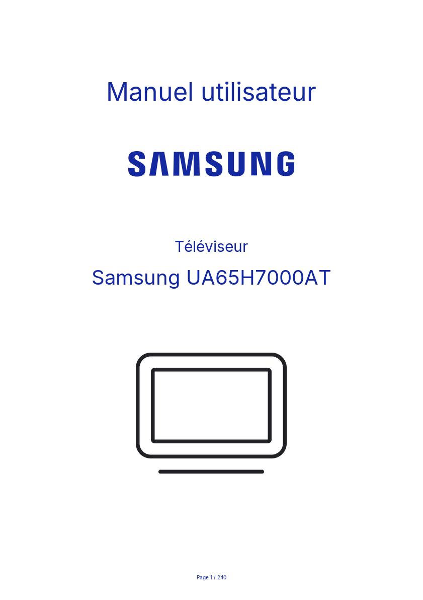 Page 1 de la notice Manuel utilisateur Samsung UA65H7000AT