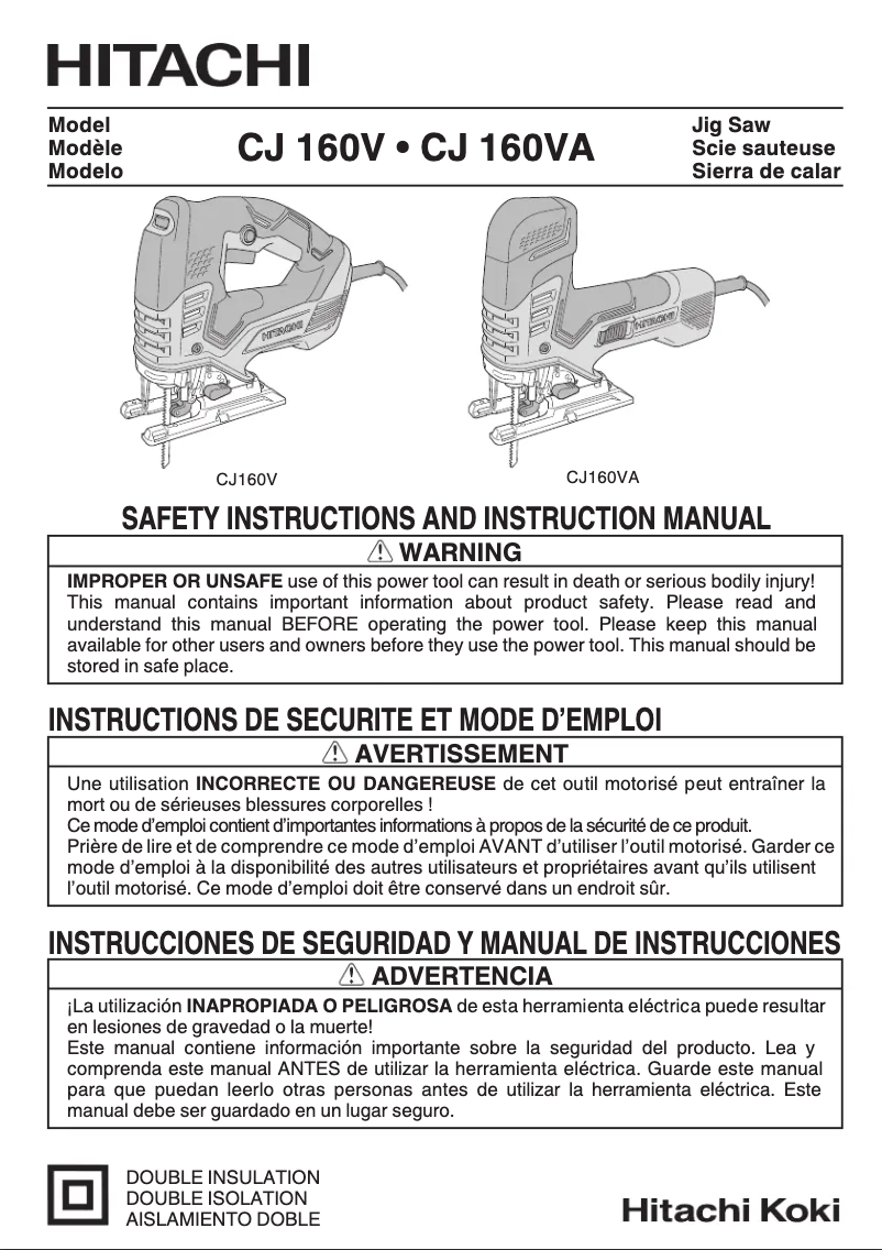 Image de la première page du manuel de l'appareil CJ160V