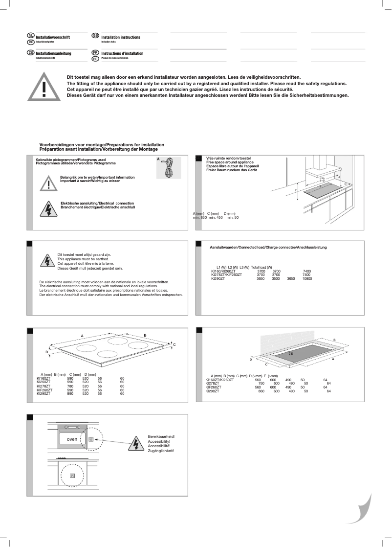 Page 1 de la notice Guide d'installation Etna KIF260ZT