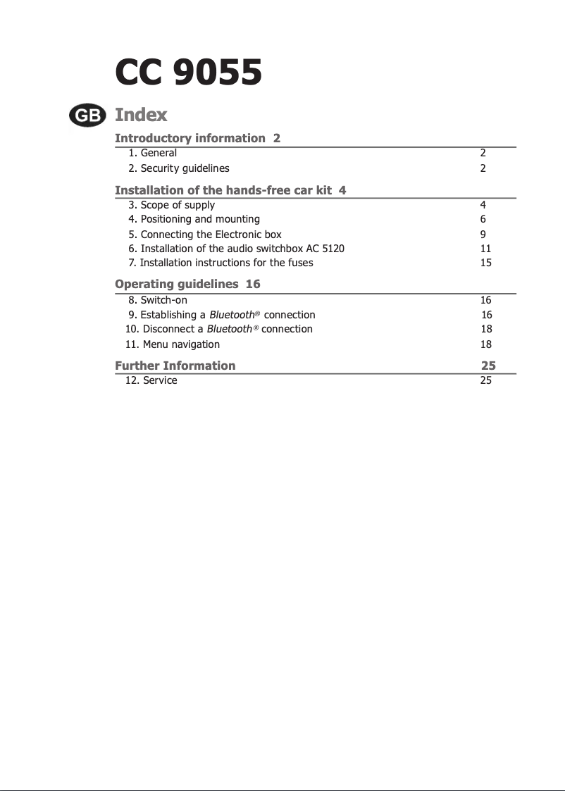 Page 1 de la notice Manuel utilisateur THB CC9055