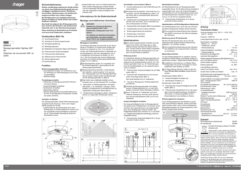 Page 1 de la notice Instructions / montage Hager EER518