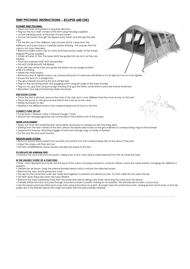 Page n°1 - Manuel utilisateur Vango Eclipse 600