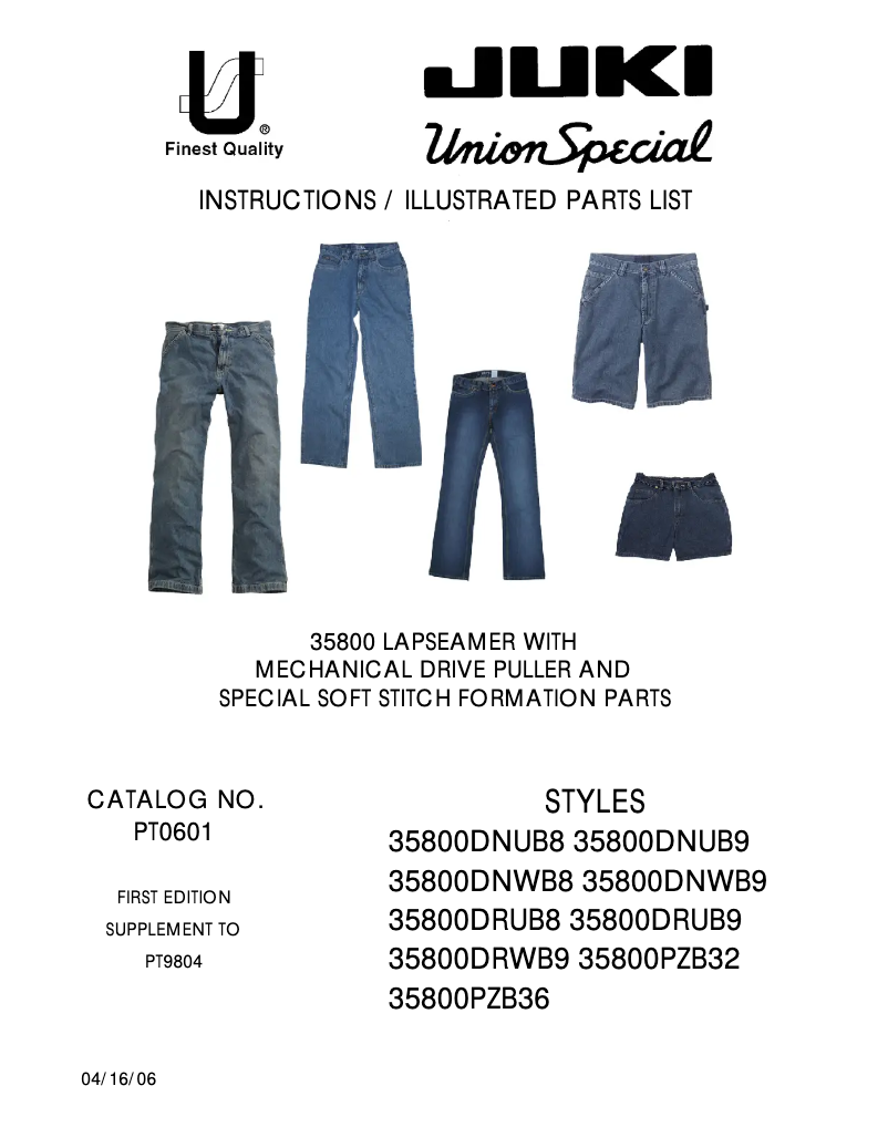 Page 1 de la notice Manuel utilisateur Union Special 35800DRWB9