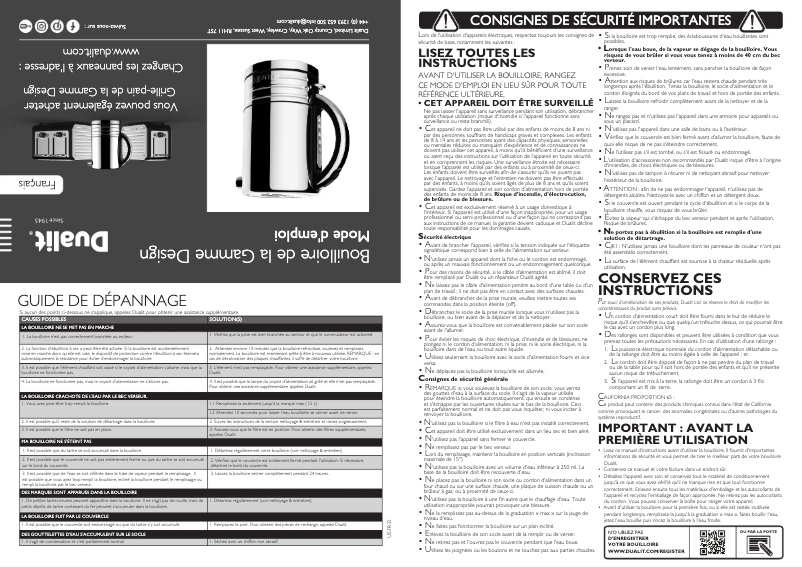 Page 1 de la notice Manuel utilisateur Dualit Architect 26526