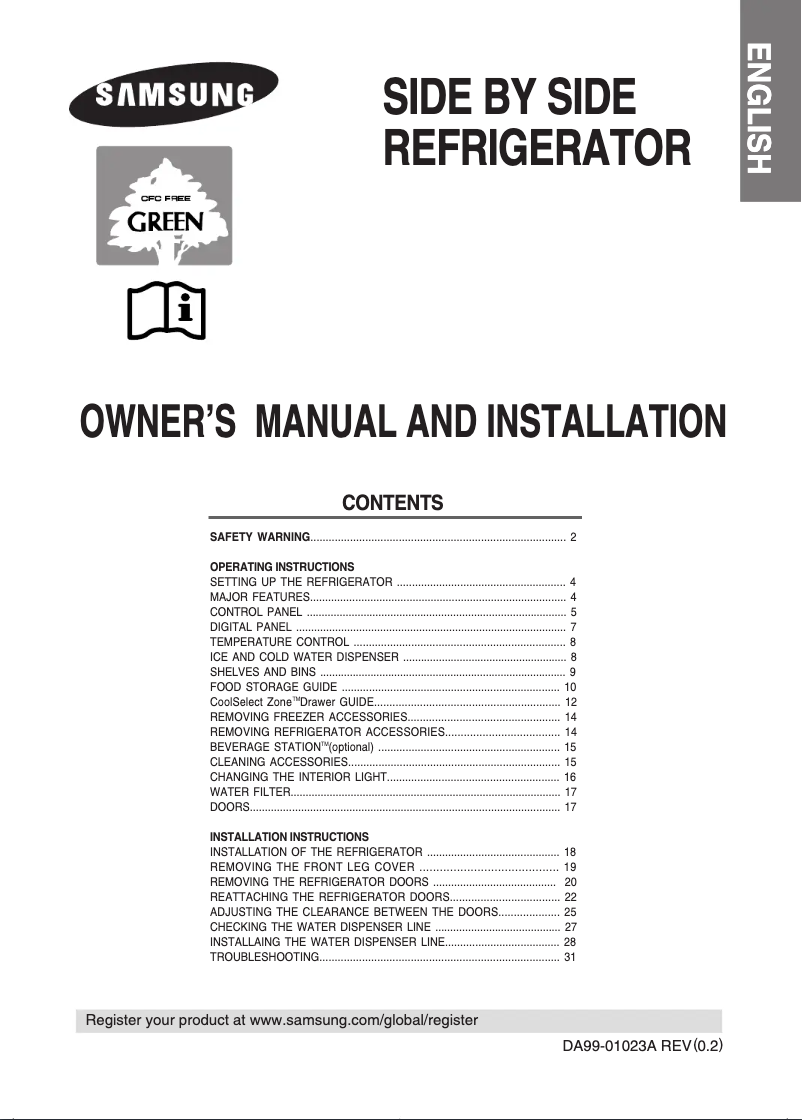 Page n°1 - Manuel utilisateur Samsung RS60JJSM