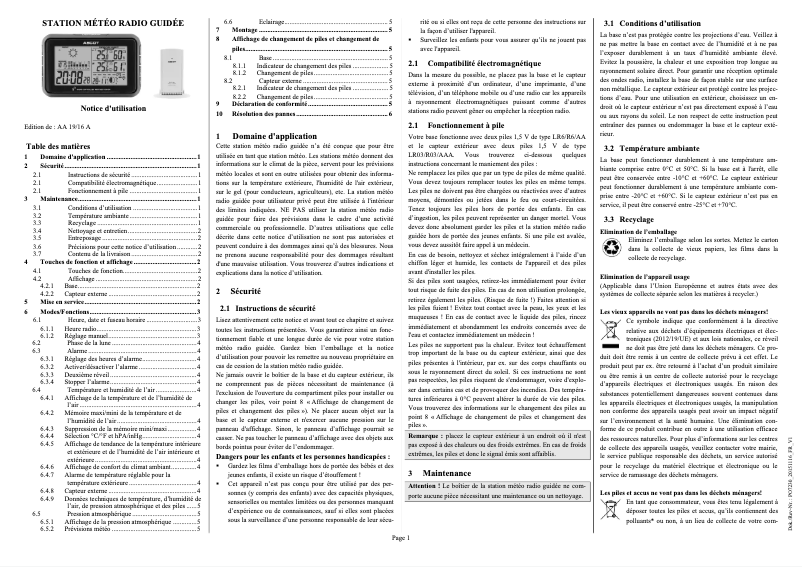 Image de la première page du manuel de l'appareil AB6-WS-11A