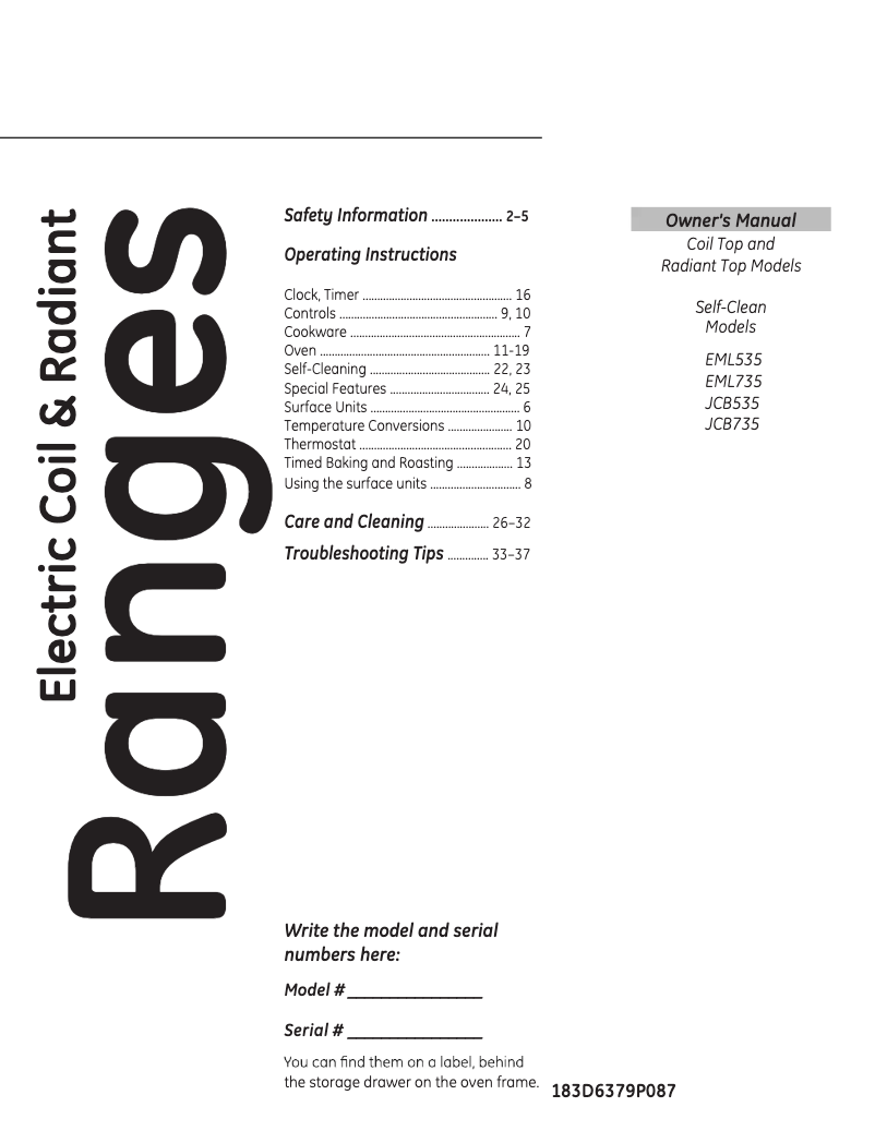 Page 1 de la notice Manuel utilisateur Mabe EML535BBF0