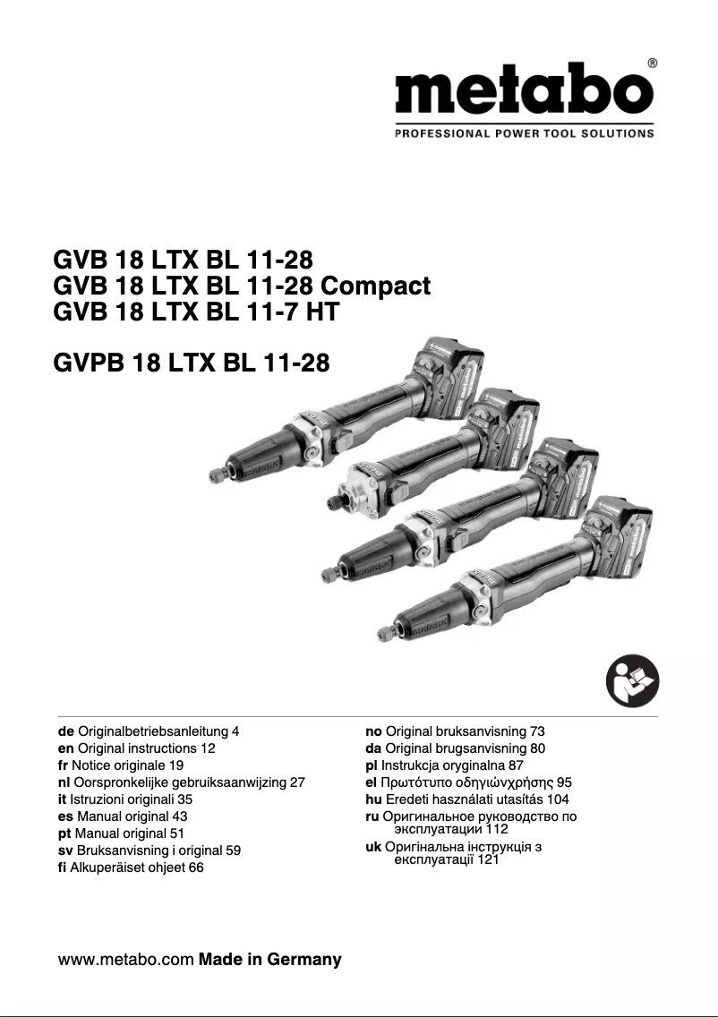 Page n°1 - Manuel utilisateur Metabo GVB 18 LTX BL 11-28 Compact