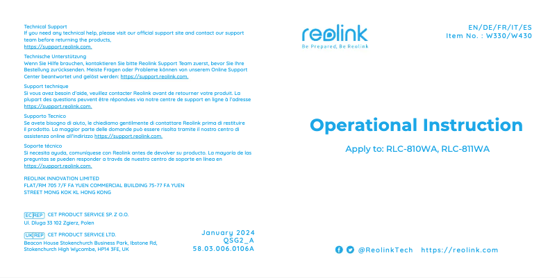 Image de la première page du manuel de l'appareil RLC-811WA