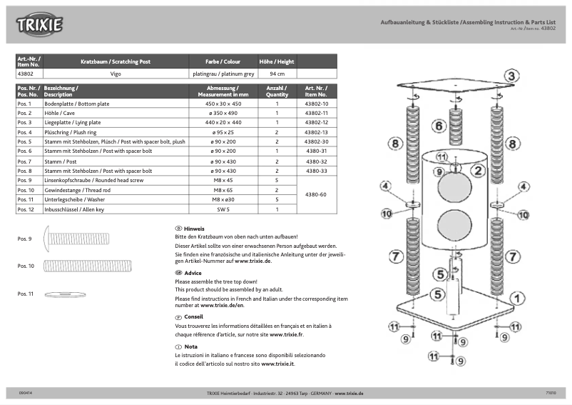 Page 1 de la notice Manuel utilisateur Trixie Vigo