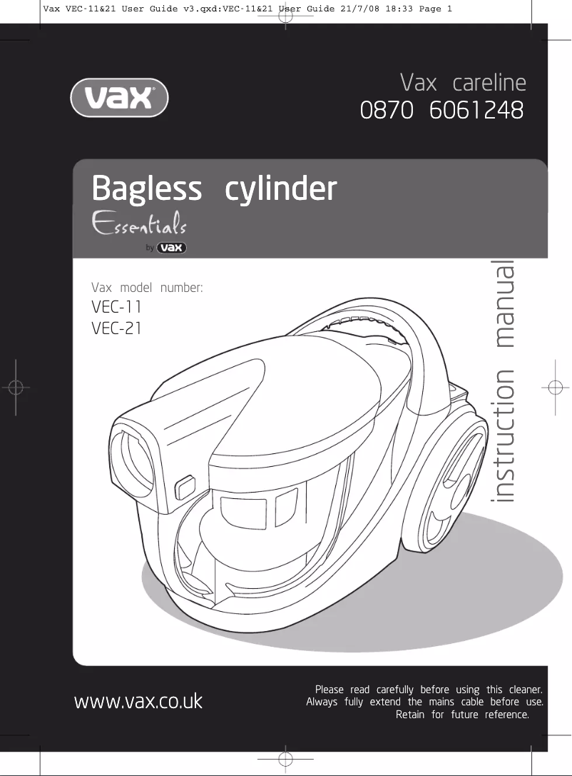 Imagen de la primera página del manual del dispositivo Essentials VEC-11