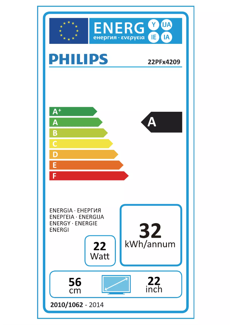 Page 1 of the manual Energy Label Philips 22PFK4209