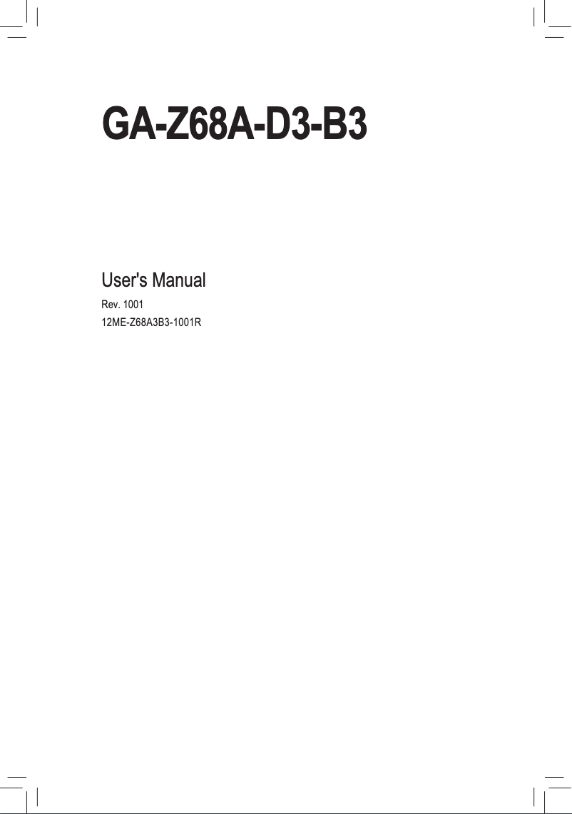 Page n°1 - Manuel utilisateur Gigabyte GA-Z68A-D3-B3