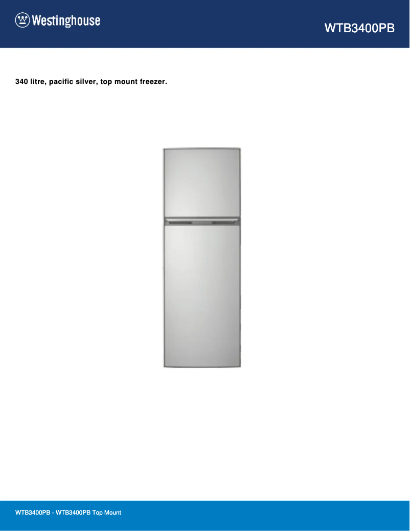 Page 1 de la notice Fiche technique Westinghouse WTB3400PB