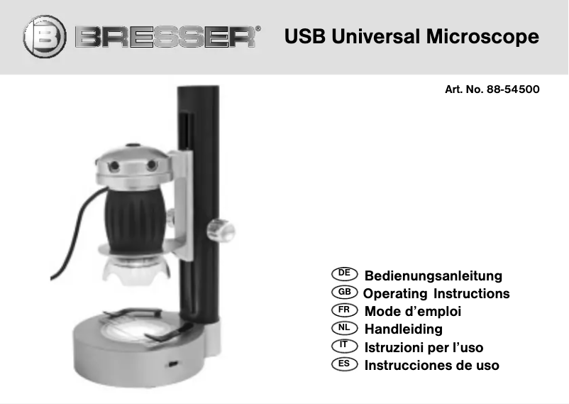 Image de la première page du manuel de l'appareil USB Universal Microscope